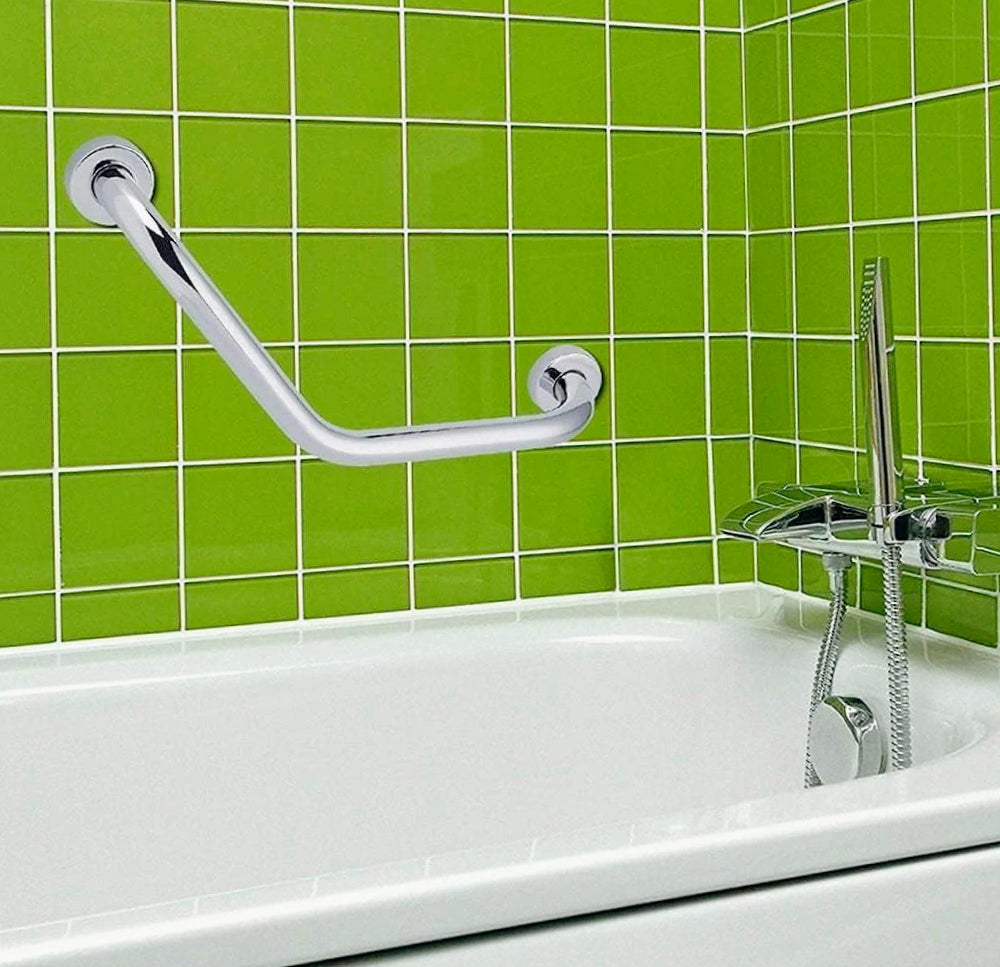 Maniglione angolare bagno – metallo cromato da parete - ambraled