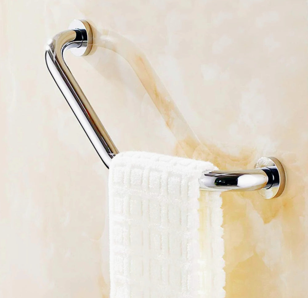 Maniglione angolare bagno – metallo cromato da parete - ambraled