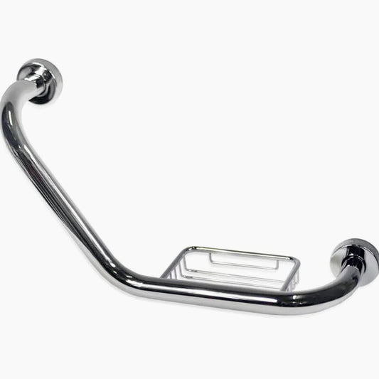 Maniglione angolare bagno – portasapone metallo cromato - ambraled