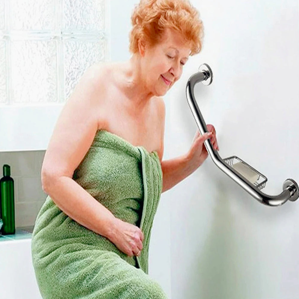 Maniglione angolare bagno – portasapone metallo cromato - ambraled