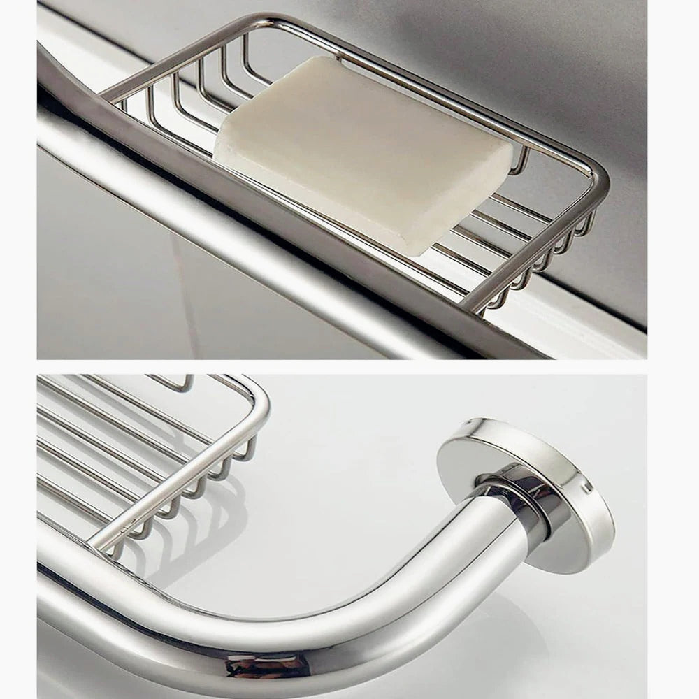 Maniglione angolare bagno – portasapone metallo cromato - ambraled