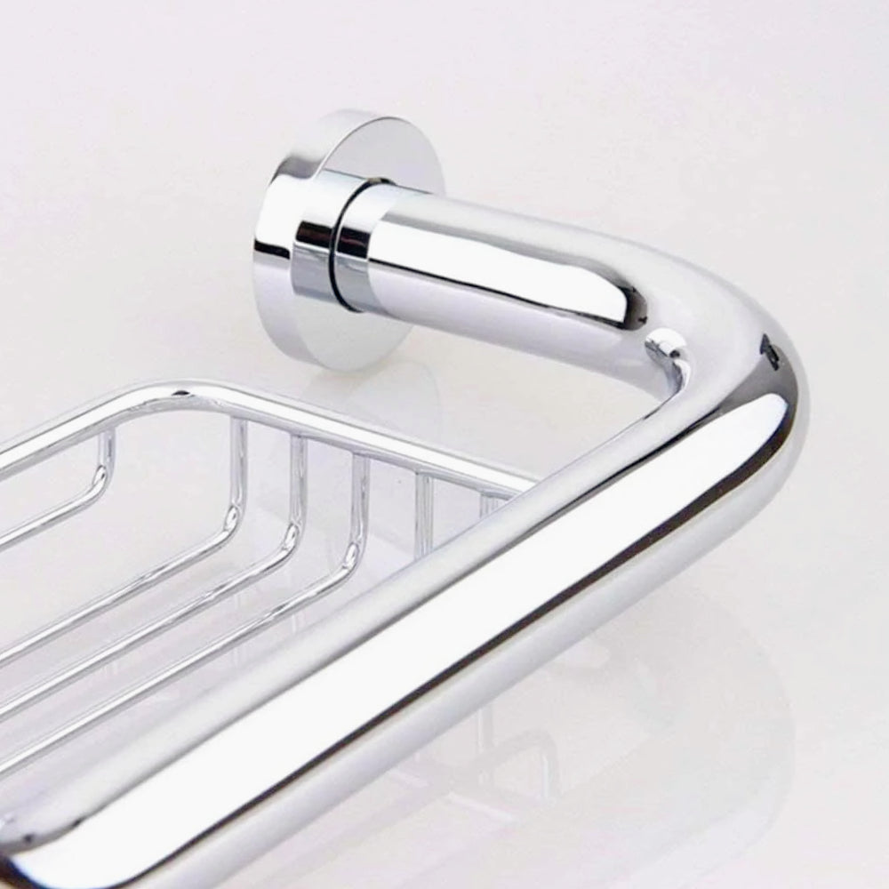Maniglione angolare bagno – portasapone metallo cromato - ambraled