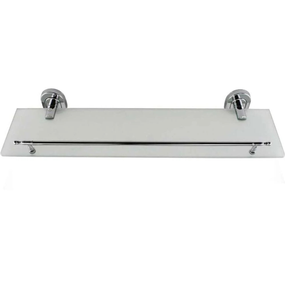 Mensola bagno vetro satinato – acciaio cromato argento - ambraled