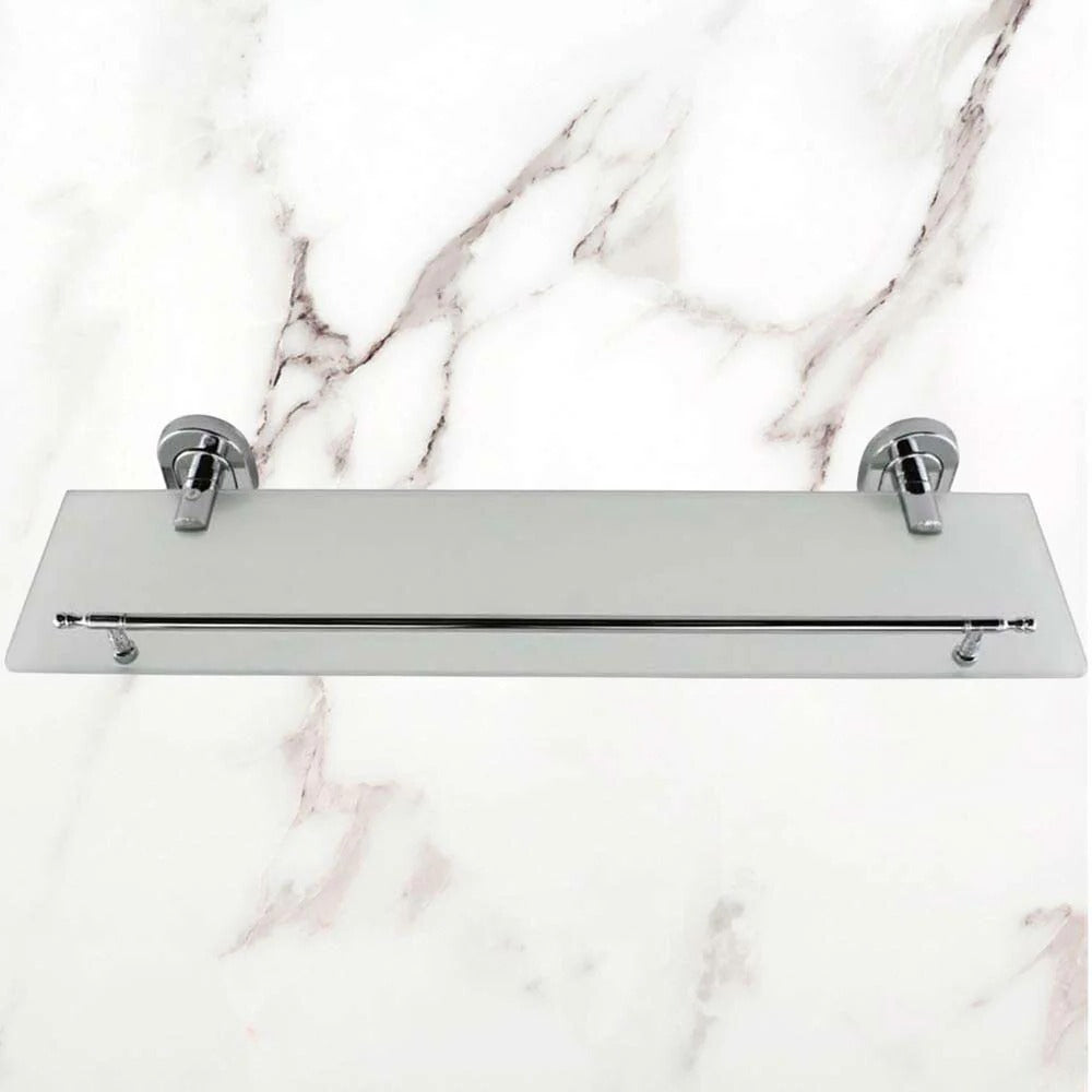 Mensola bagno vetro satinato – acciaio cromato argento - ambraled