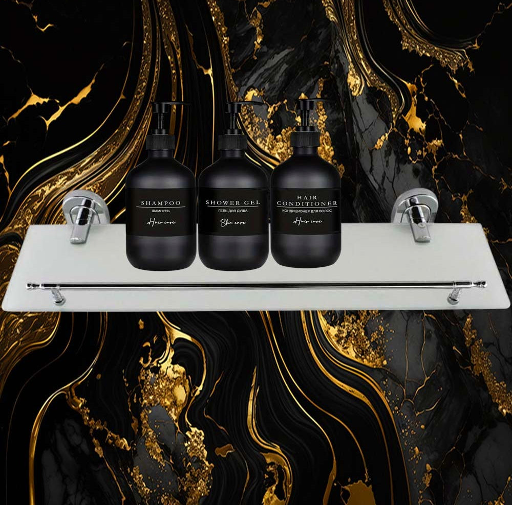 Mensola bagno vetro satinato – acciaio cromato argento - ambraled