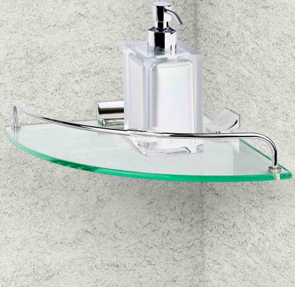 Mensola vetro angolare da bagno – portaoggetti doccia a muro - ambraled