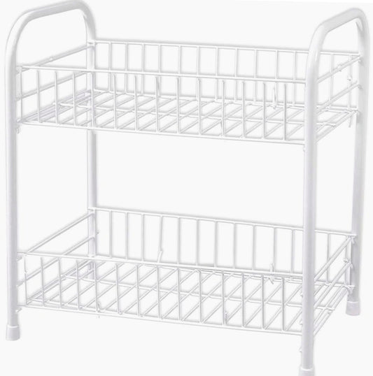 Mobiletto metallo bianco 2 ripiani – scaffale portaoggetti - ambraled