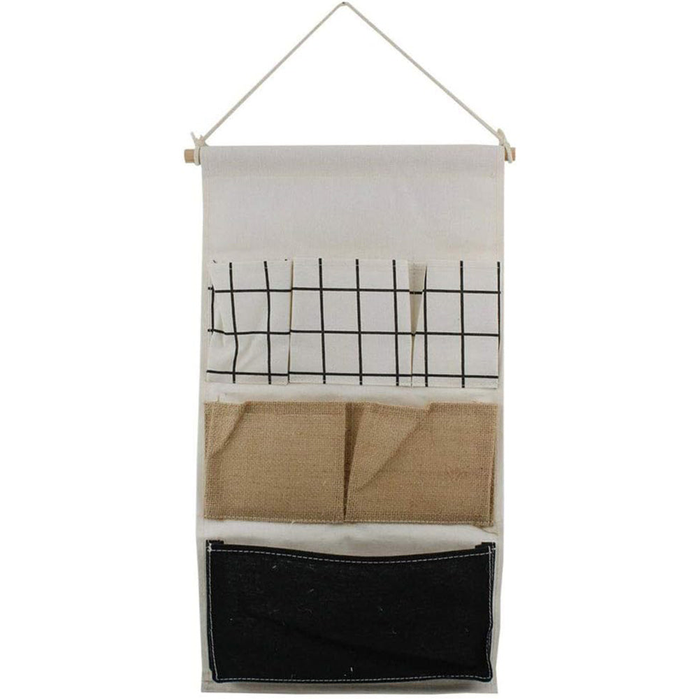 Porta oggetti da bagno in tessuto con tasche e gancio, vari modelli disponibili - ambraled