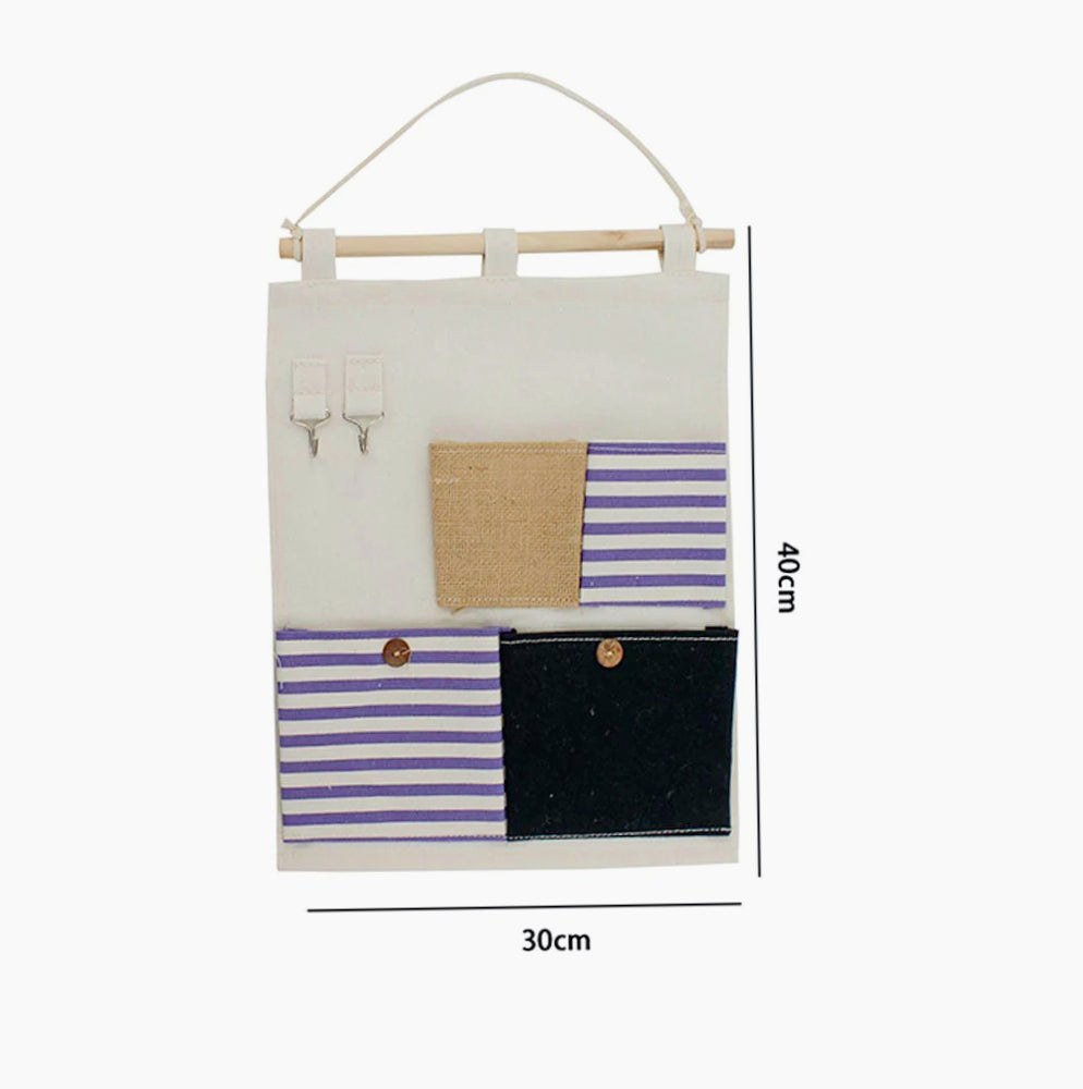 Porta oggetti da bagno in tessuto con tasche e gancio, vari modelli disponibili - ambraled