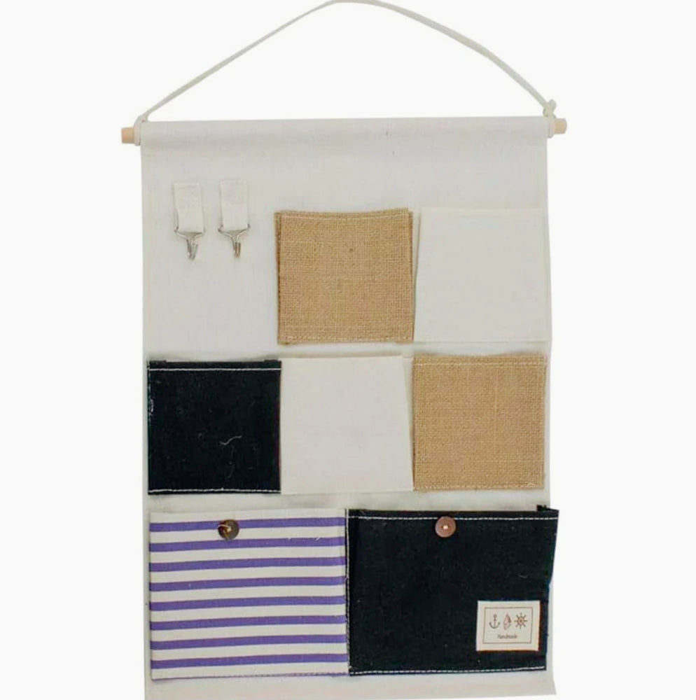 Porta oggetti da bagno in tessuto con tasche e gancio, vari modelli disponibili - ambraled