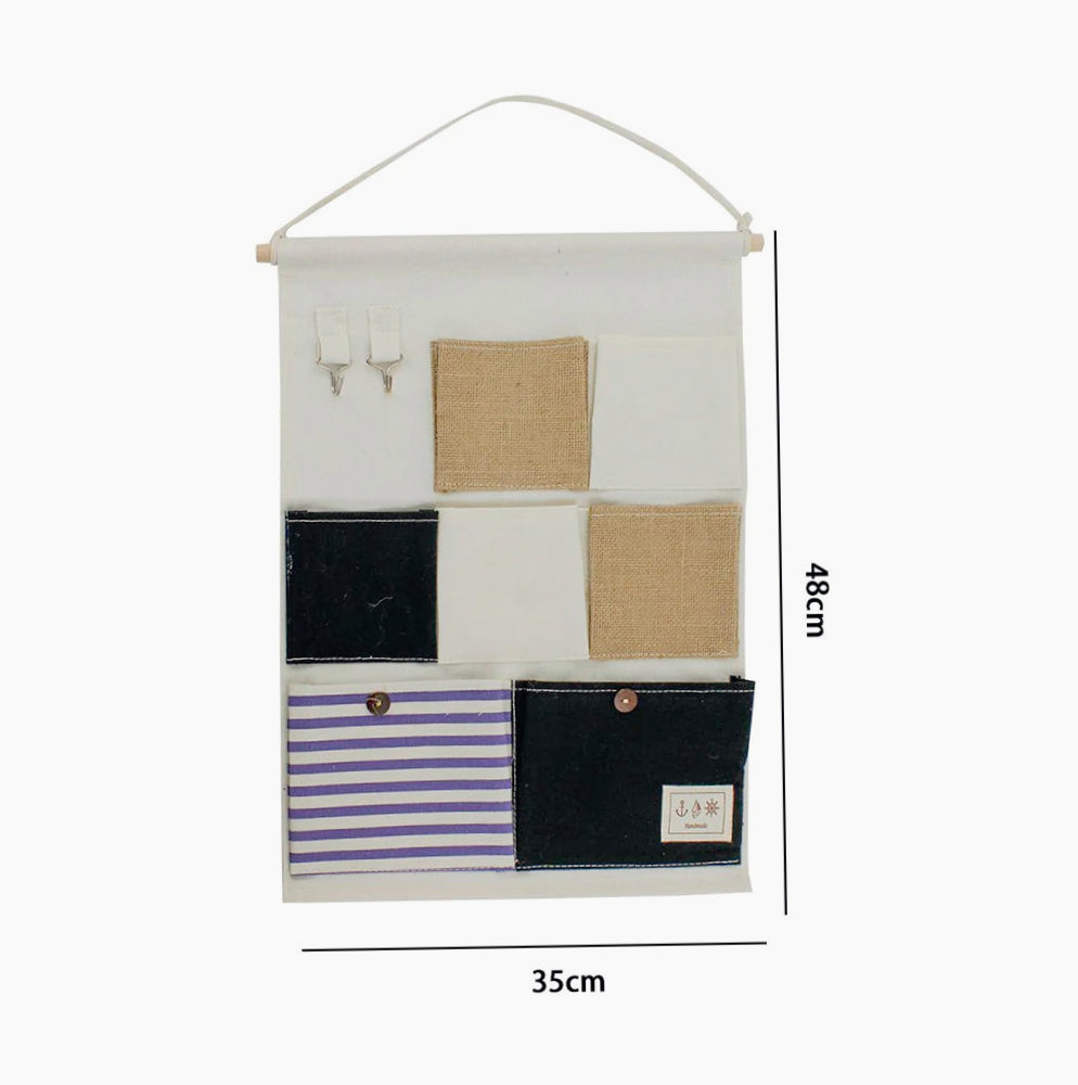 Porta oggetti da bagno in tessuto con tasche e gancio, vari modelli disponibili - ambraled