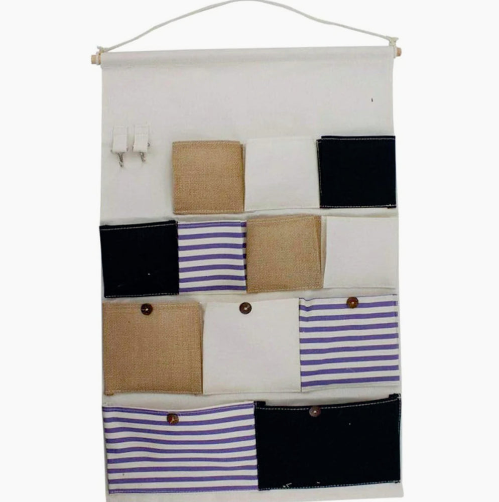 Porta oggetti da bagno in tessuto con tasche e gancio, vari modelli disponibili - ambraled