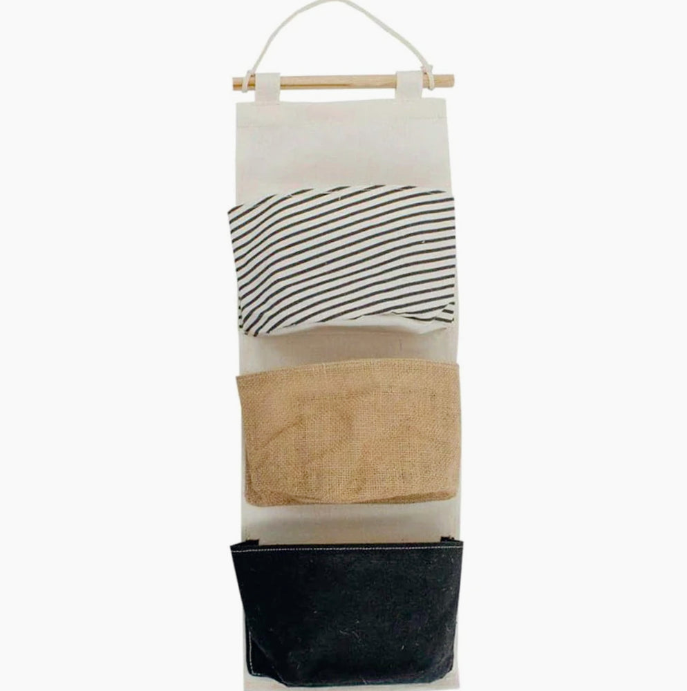 Porta oggetti da bagno in tessuto con tasche e gancio, vari modelli disponibili - ambraled