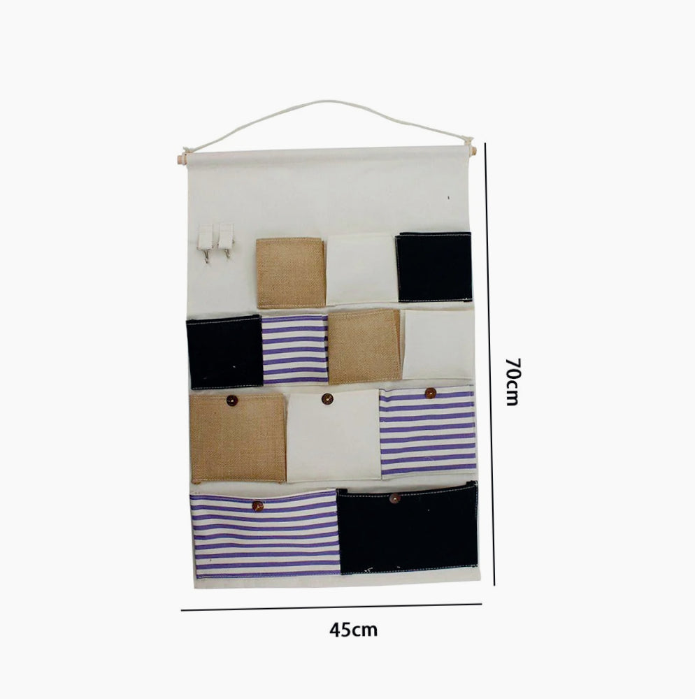 Porta oggetti da bagno in tessuto con tasche e gancio, vari modelli disponibili - ambraled