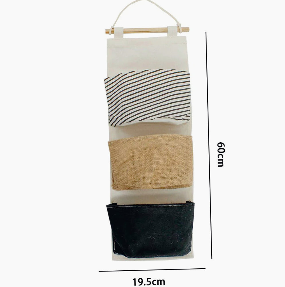 Porta oggetti da bagno in tessuto con tasche e gancio, vari modelli disponibili - ambraled