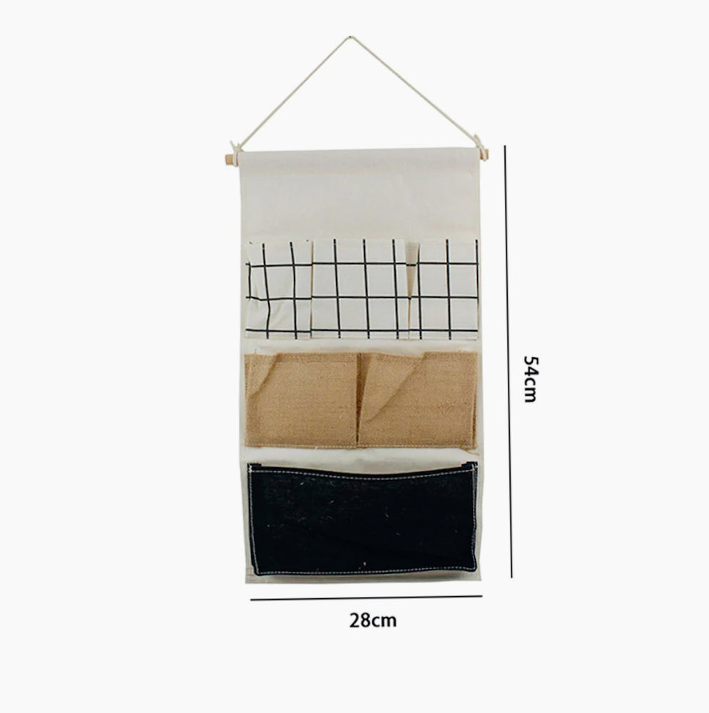 Porta oggetti da bagno in tessuto con tasche e gancio, vari modelli disponibili - ambraled