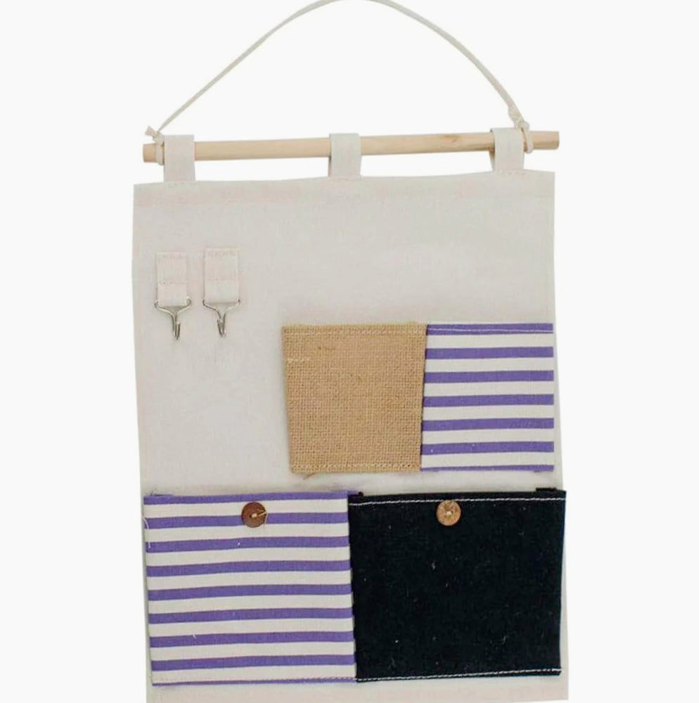 Porta oggetti da bagno in tessuto con tasche e gancio, vari modelli disponibili - ambraled