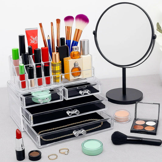 Organizer trucchi 16 scomparti + 4 cassetti – porta gioielli - ambraled