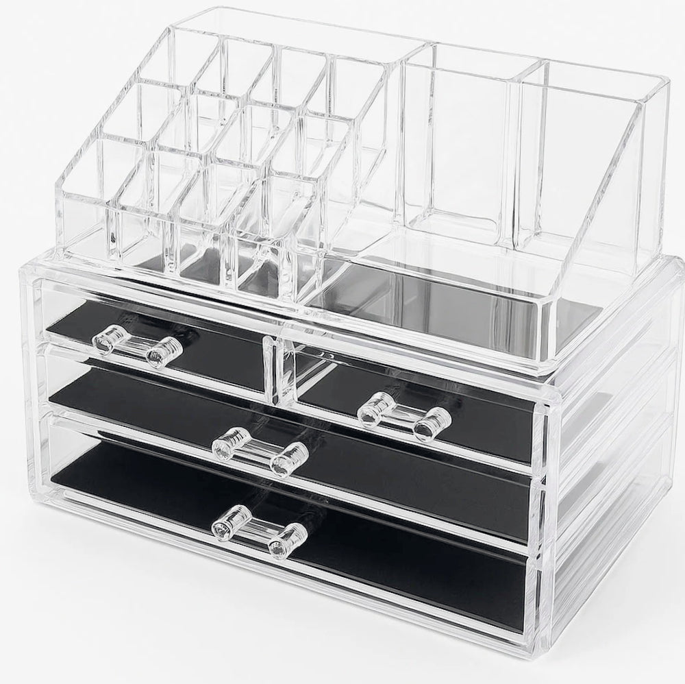Organizer trucchi 16 scomparti + 4 cassetti – porta gioielli - ambraled