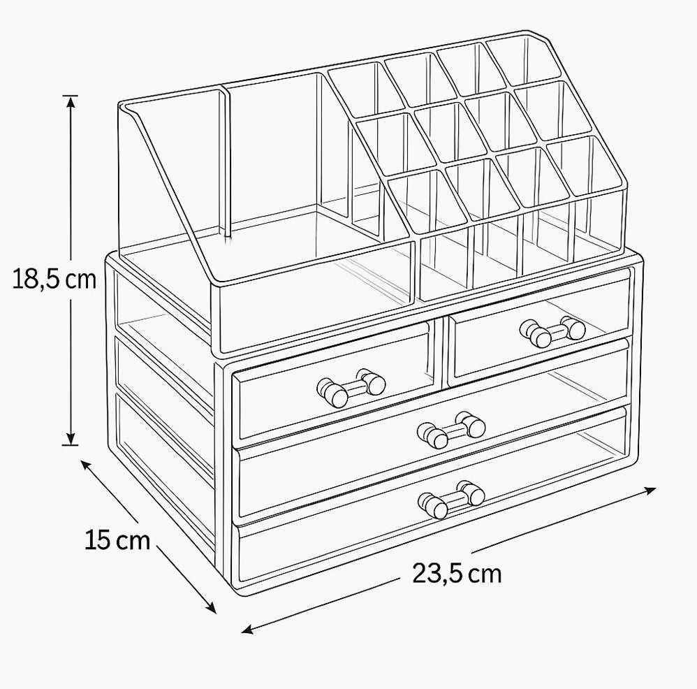 Organizer trucchi 16 scomparti + 4 cassetti – porta gioielli - ambraled