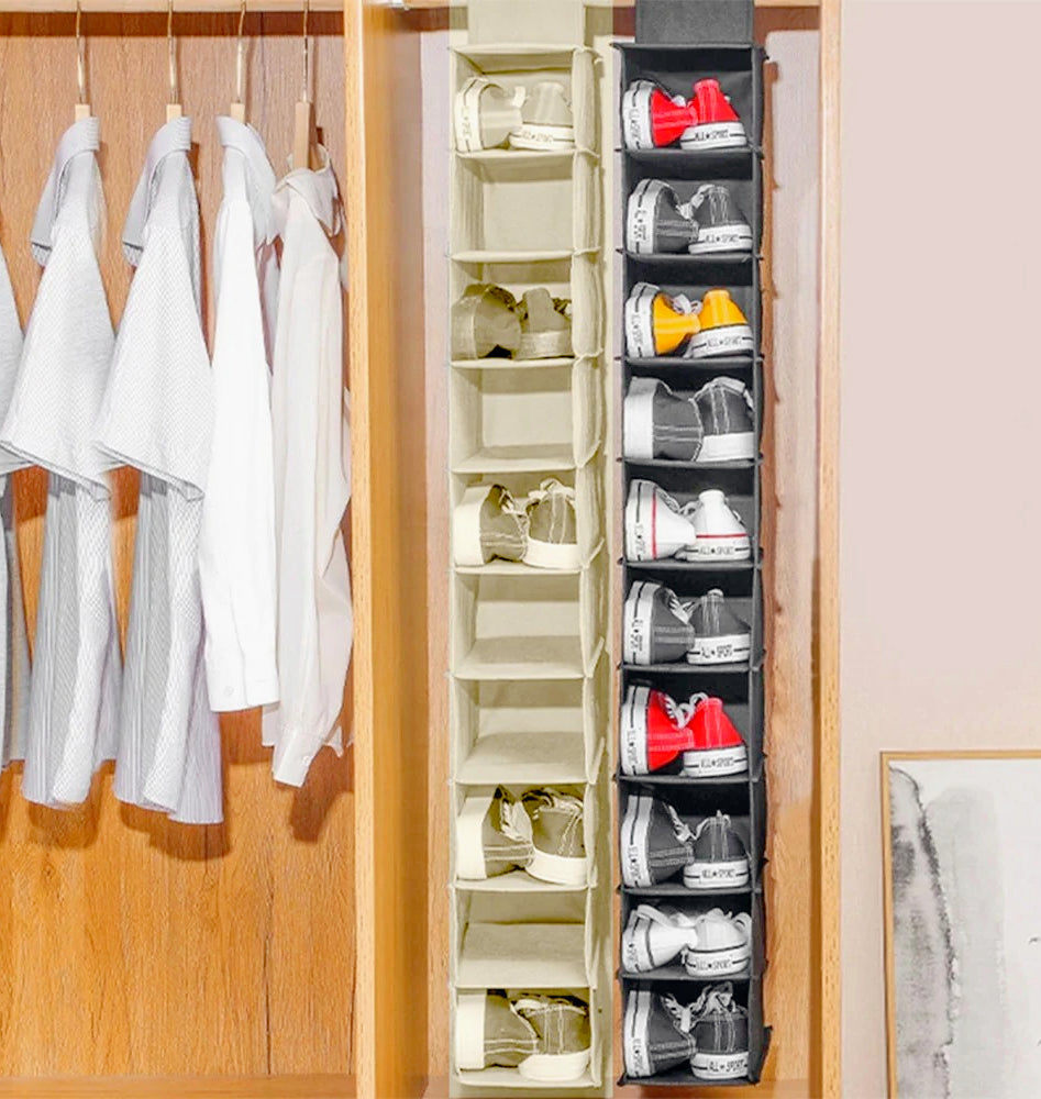 Organizer armadio 10 ripiani – beige tessuto richiudibile - ambraled