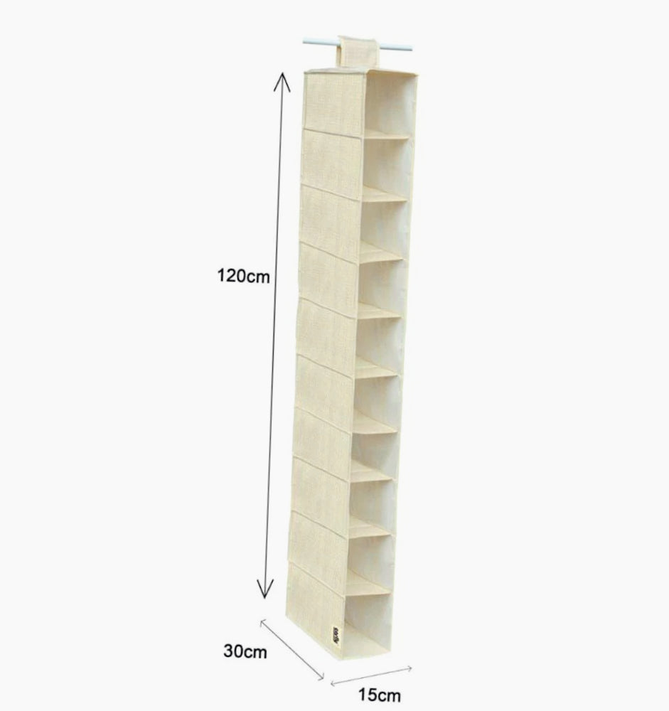 Organizer armadio 10 ripiani – beige tessuto richiudibile - ambraled