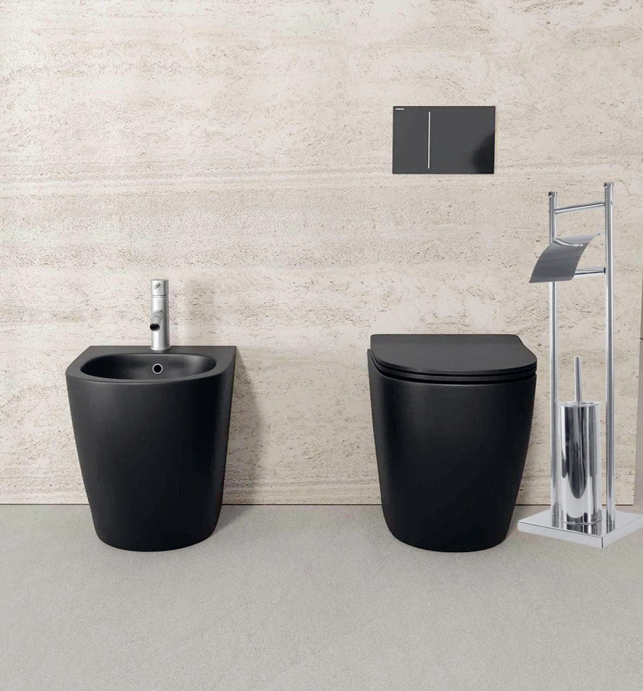 Piantana wc – porta rotolo e scopino base quadrata - ambraled