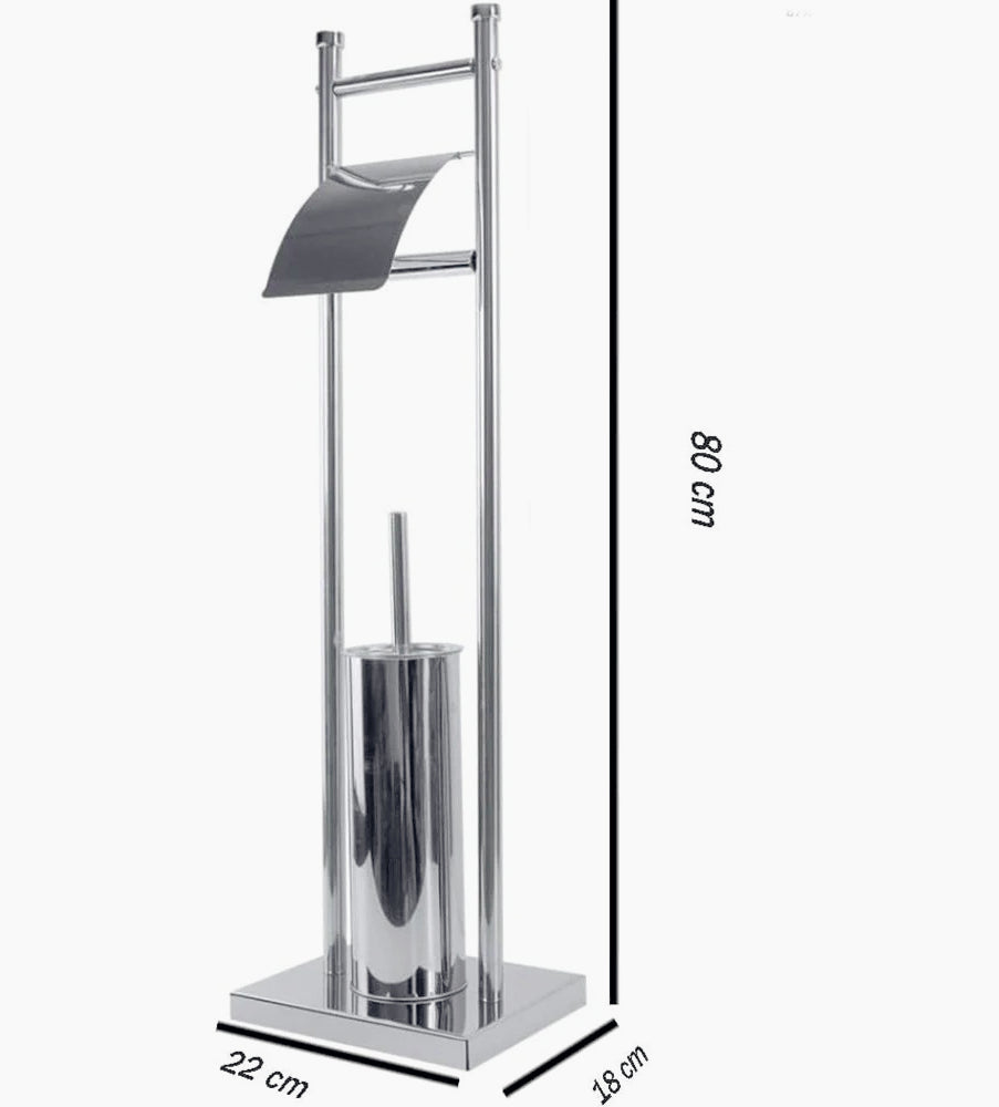 Piantana wc – porta rotolo e scopino base quadrata - ambraled
