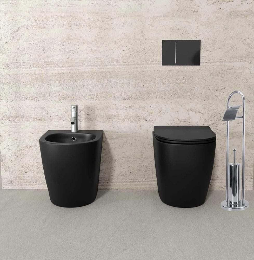 Piantana wc – porta rotolo e scopino in metallo - ambraled