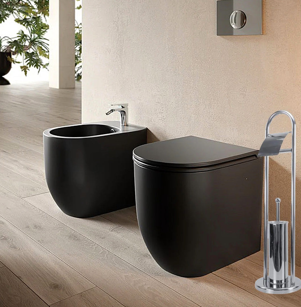 Piantana wc – porta rotolo e scopino in metallo - ambraled