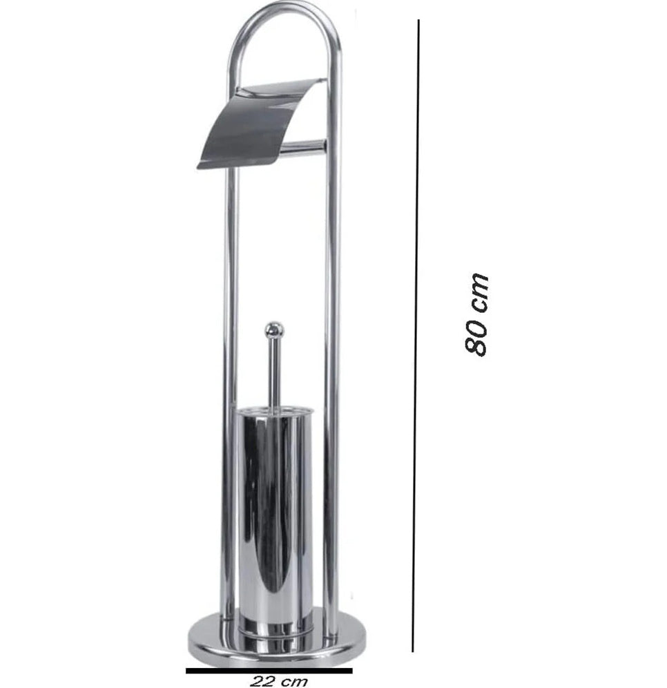 Piantana wc – porta rotolo e scopino in metallo - ambraled