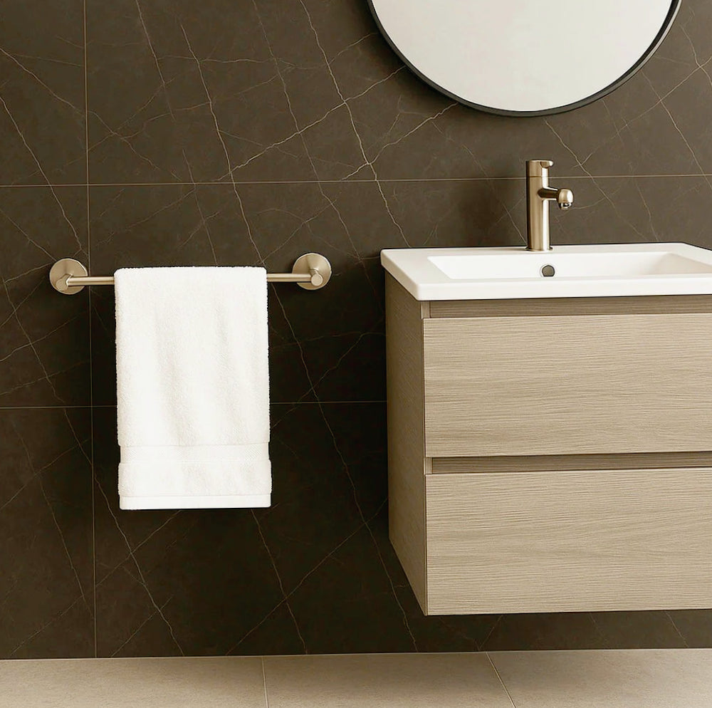 Porta asciugamani in acciaio satinato modello Aria, lunghezza 40 o 60 cm - ambraled