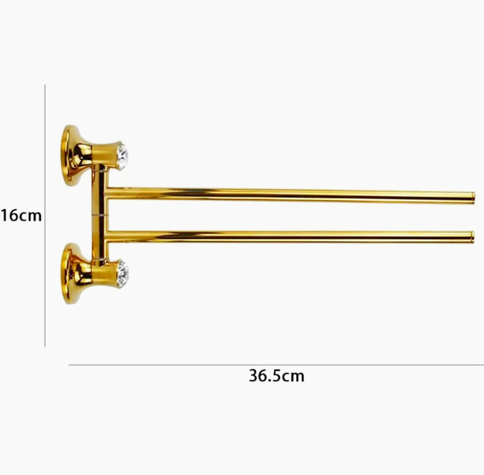 Porta asciugamani in acciaio dorato a 2 bracci con punto luce - ambraled