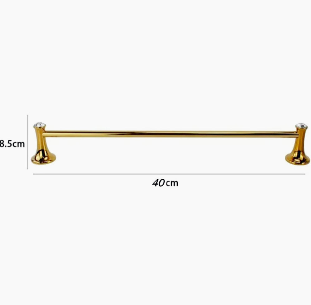 Porta asciugamani in acciaio dorato da 40 cm con punto luce e dettagli in cristallo - ambraled