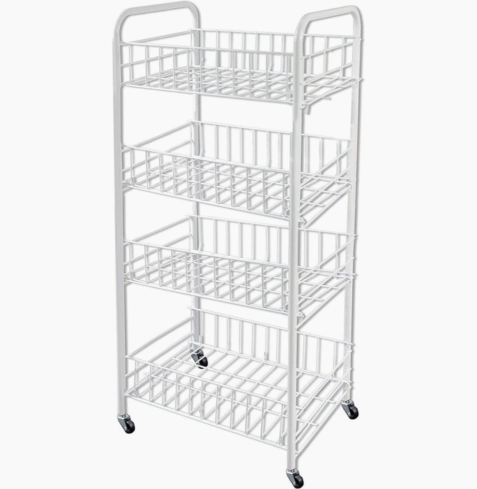 Carrello metallo da bagno 4 ripiani con ruote – portaoggetti - ambraled