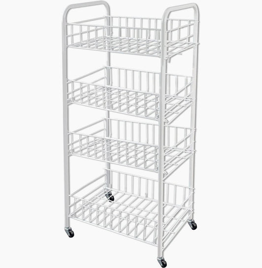 Carrello metallo da bagno 4 ripiani con ruote – portaoggetti - ambraled
