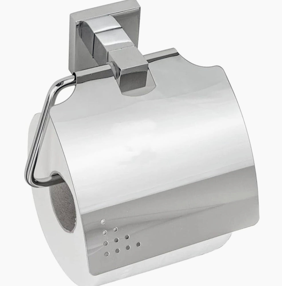 Porta rotolo carta igienica con coperchio basculante e fissaggio versatile - ambraled
