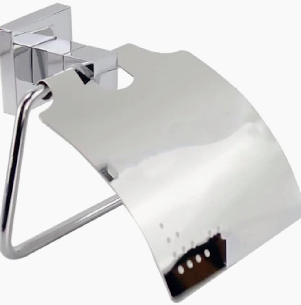 Porta rotolo carta igienica con coperchio basculante e fissaggio versatile - ambraled