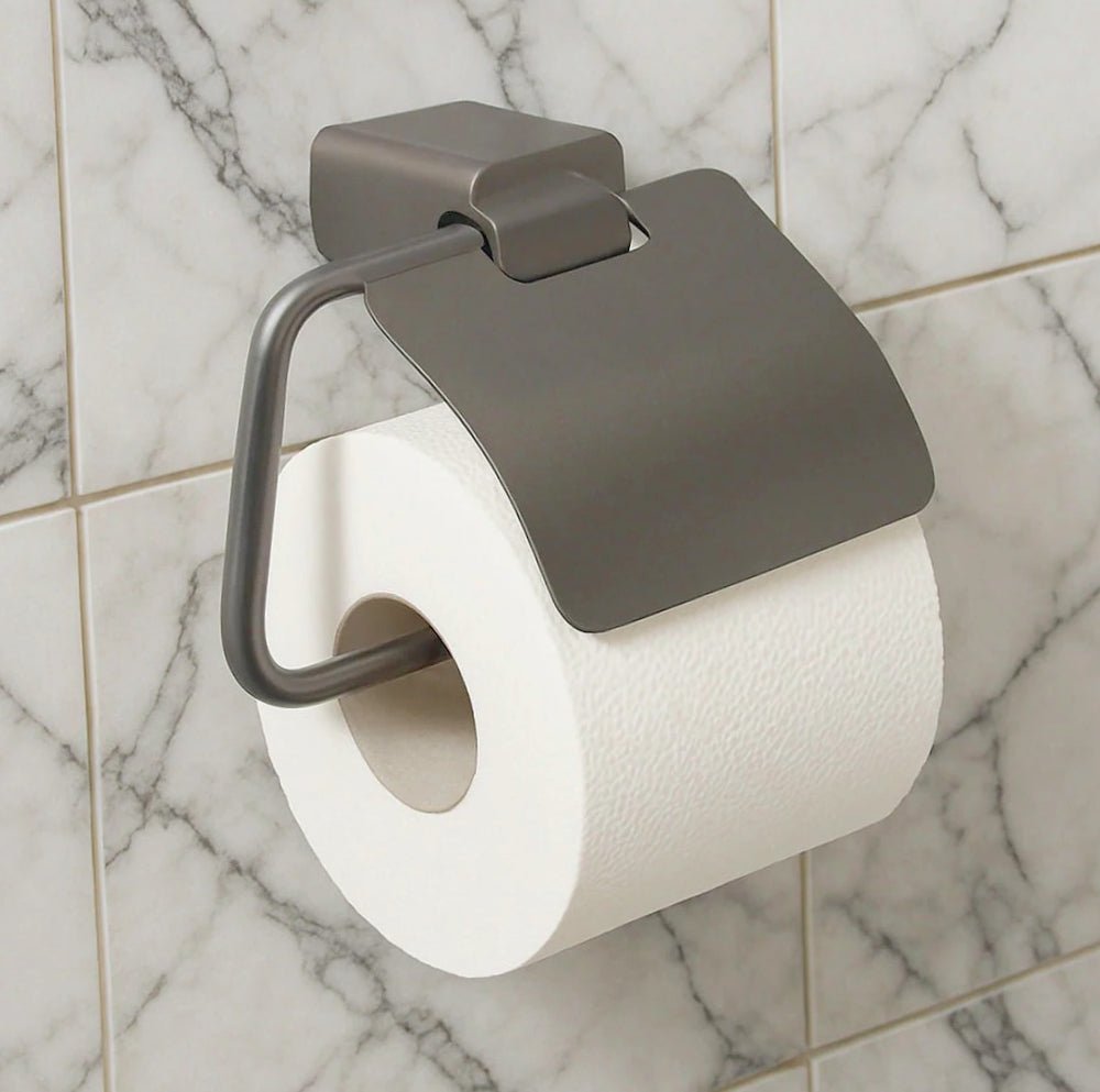 Porta rotolo per carta igienica con coperchio, modello Cromia (design stilizzato) - ambraled