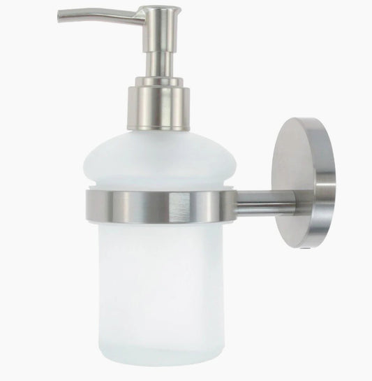 Dispenser sapone Aria – acciaio satinato e vetro satinato - ambraled