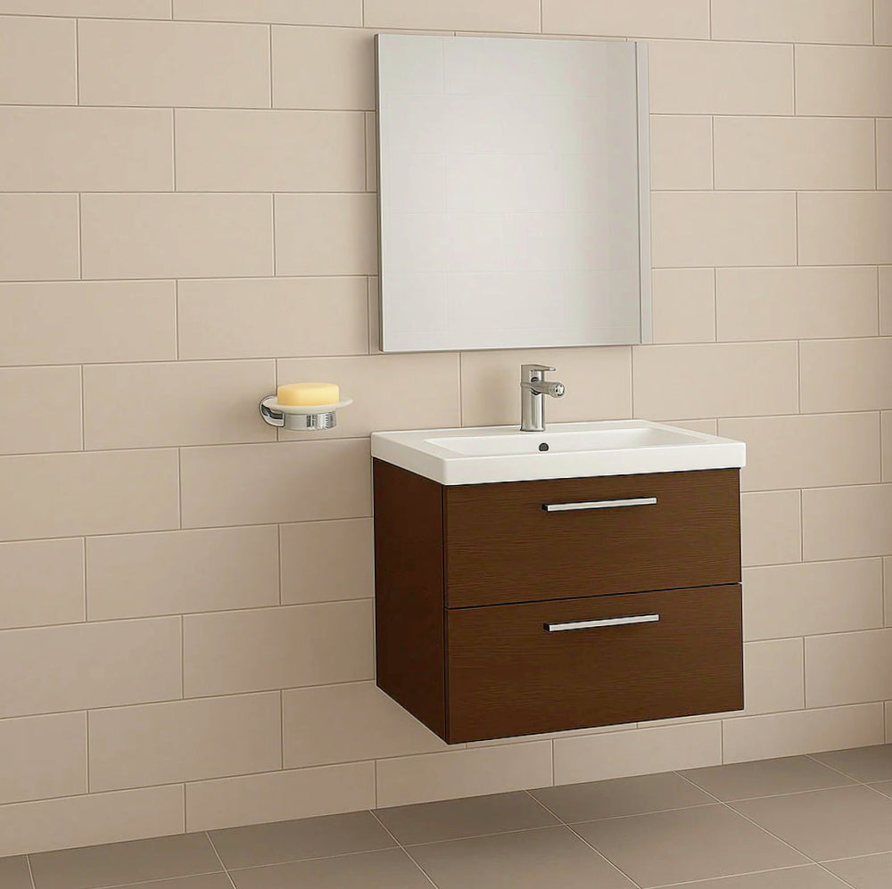Porta sapone in acciaio con piattino vetro satinato, modello Stella - ambraled