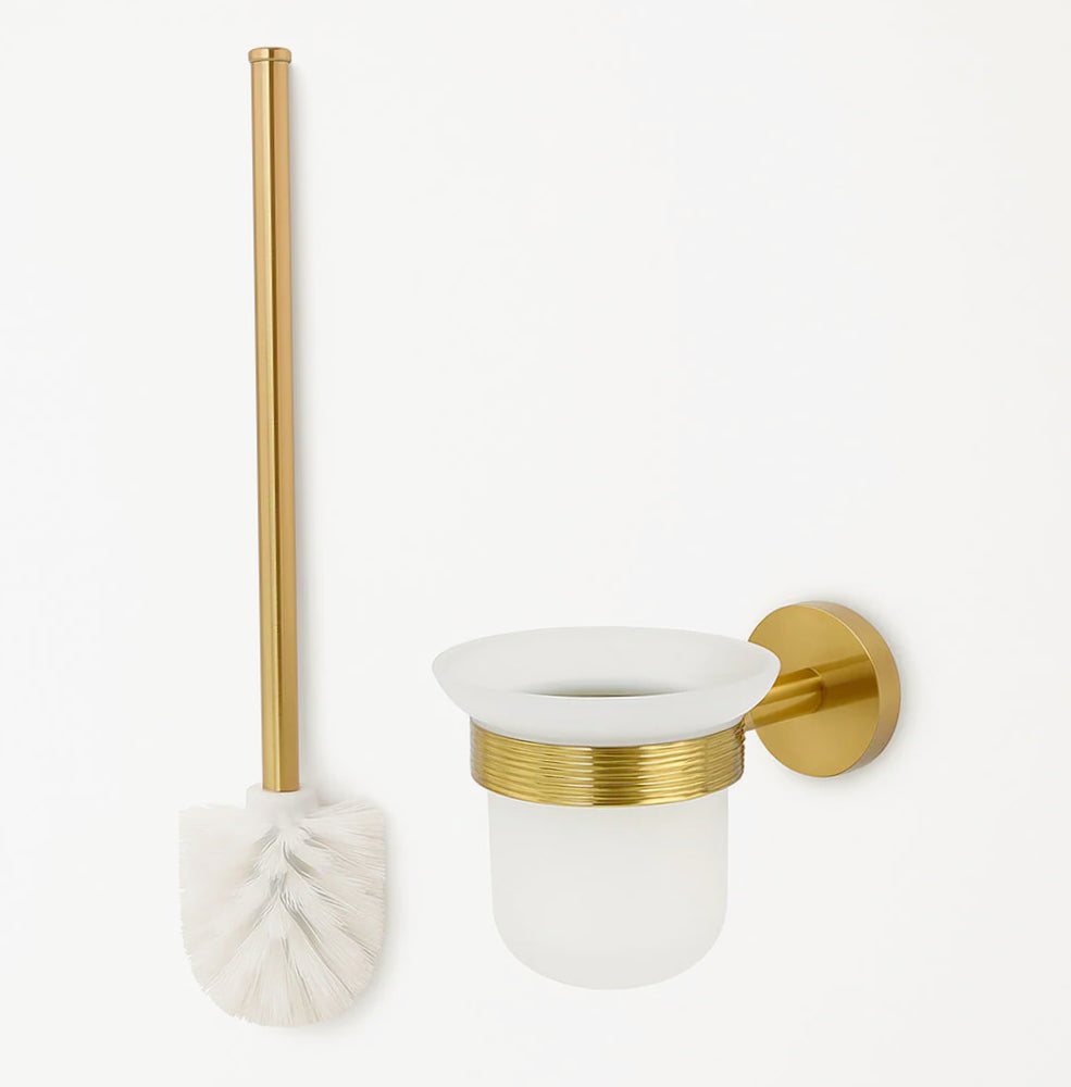 Portascopino in acciaio oro – Bicchiere vetro satinato modello Stella - ambraled
