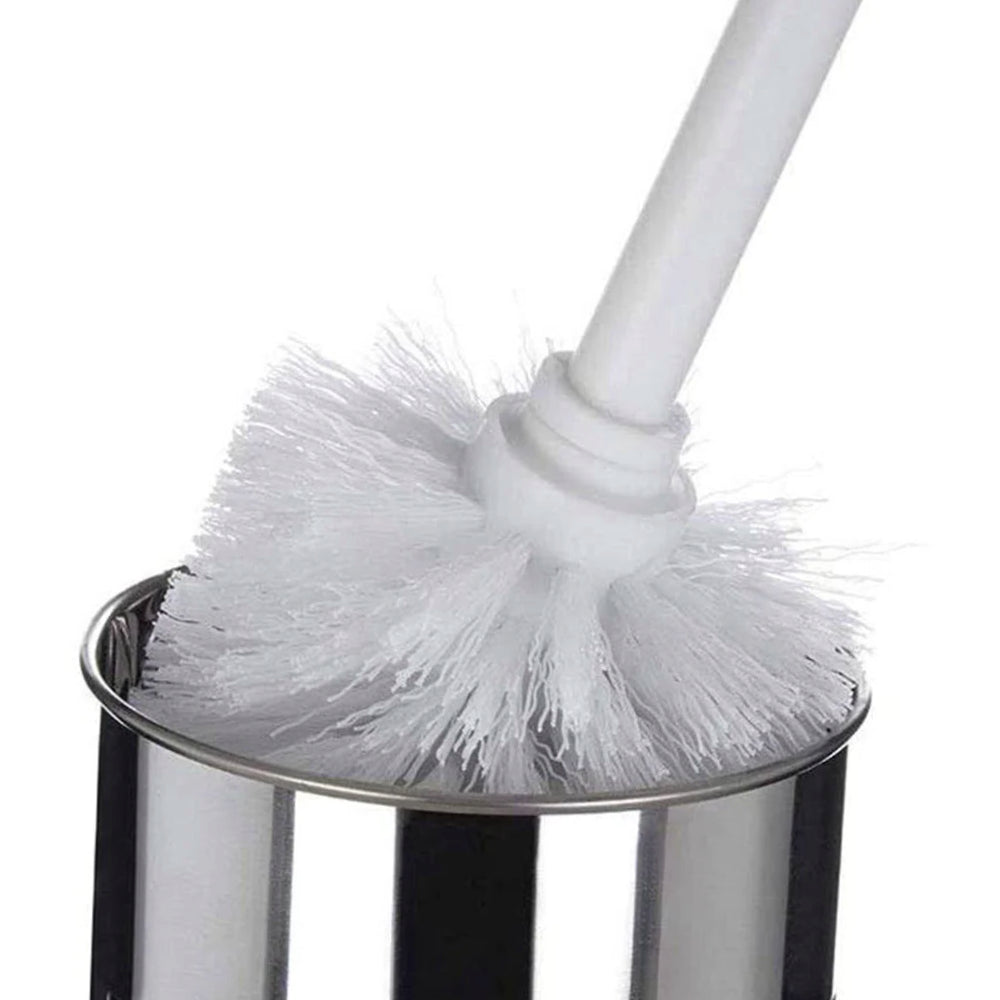 Portascopino in acciaio satinato con coperchio – Incluso scopino da bagno - ambraled