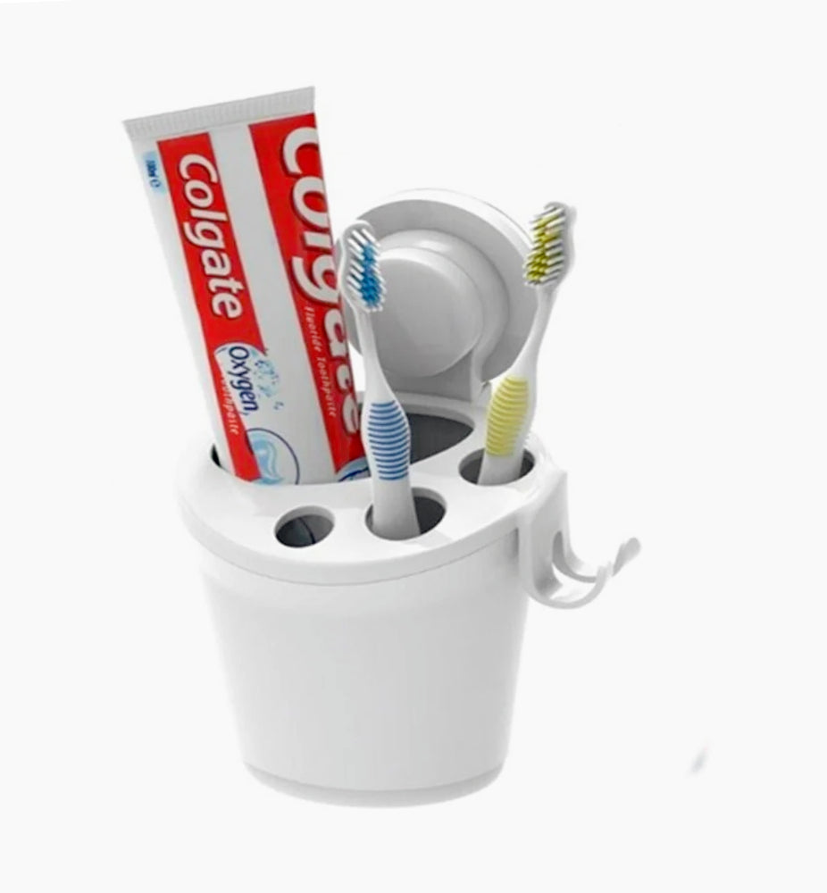 Portaspazzolini 4 posti – ventosa con 2 ganci in ABS - ambraled