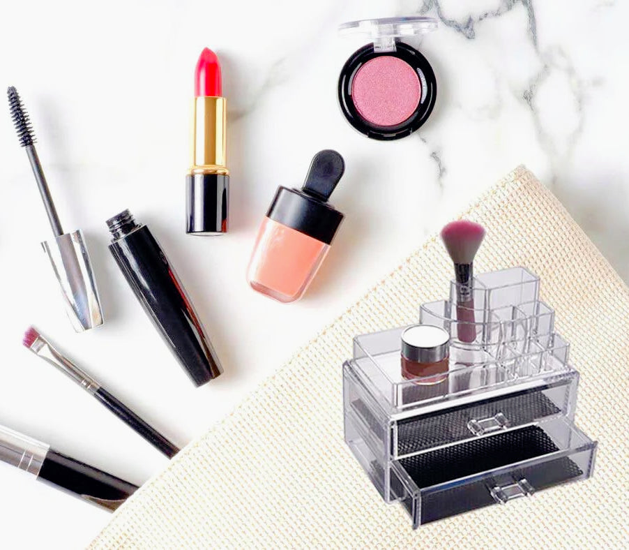 Organizer cosmetici 8 scomparti – trasparente con cassetti - ambraled