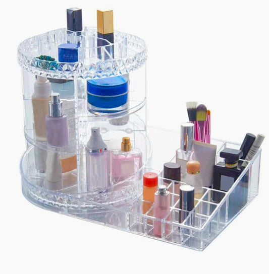 Organizer cosmetici rotante – ABS trasparente 40x28.5x24 cm - ambraled