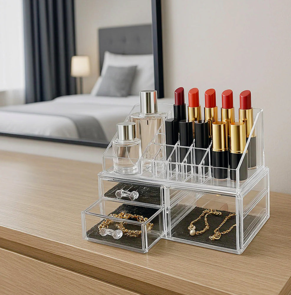 Organizer trucchi 16 scomparti – 1 cassetto grande, 1 medio, 1 piccolo - ambraled
