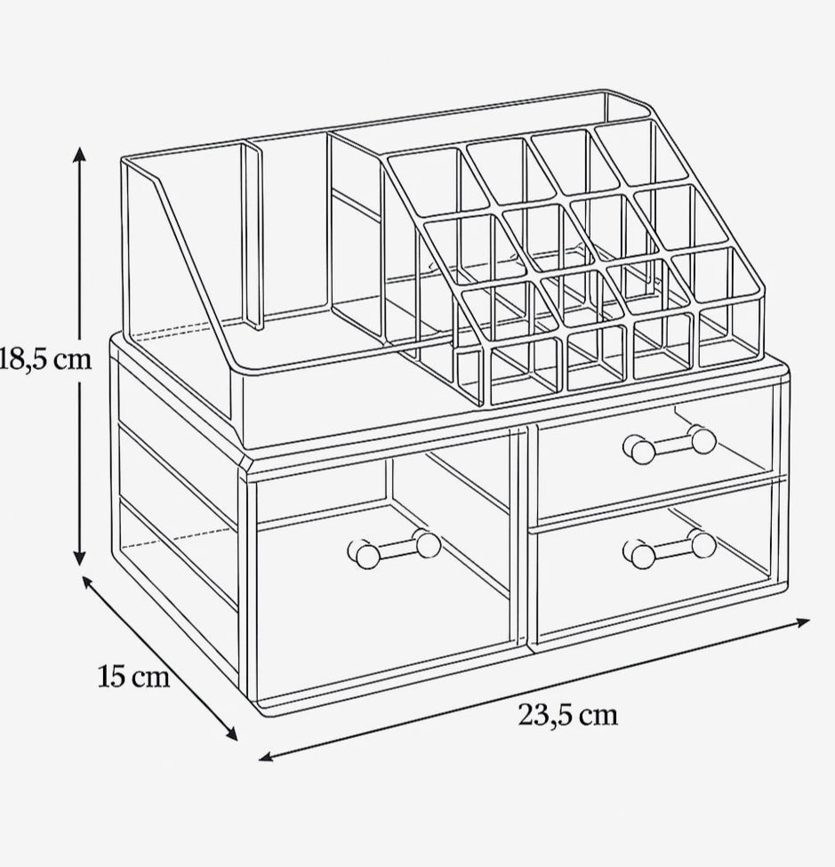 Organizer trucchi 16 scomparti – 1 cassetto grande, 1 medio, 1 piccolo - ambraled