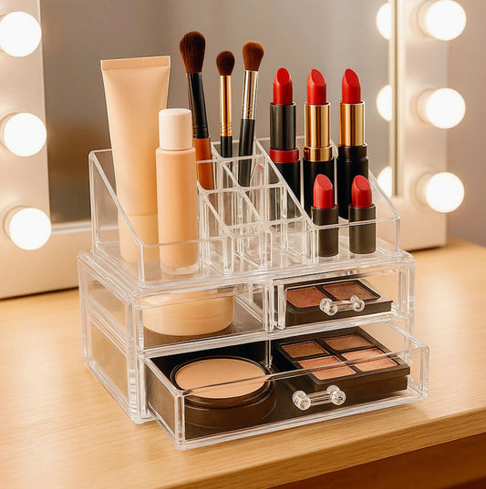 Organizer trucchi 16 scomparti – 2 cassetti piccoli + 1 grande - ambraled