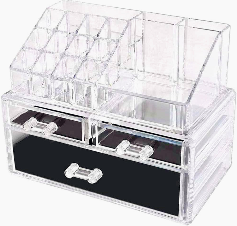 Organizer trucchi 16 scomparti – 2 cassetti piccoli + 1 grande - ambraled
